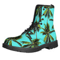 Tropical Palm Tree Pattern Print Lace-Up Boots