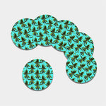 Tropical Palm Tree Pattern Print Leather Coaster Set