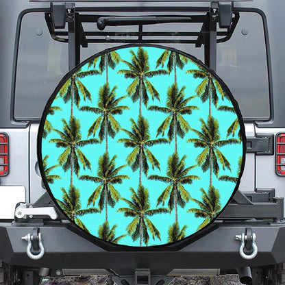 Tropical Palm Tree Pattern Print Leather Spare Tire Cover