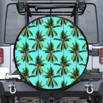 Tropical Palm Tree Pattern Print Leather Spare Tire Cover