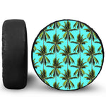 Tropical Palm Tree Pattern Print Leather Spare Tire Cover