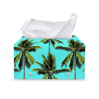 Tropical Palm Tree Pattern Print Leather Tissue Box Cover