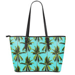 Tropical Palm Tree Pattern Print Leather Tote Bag