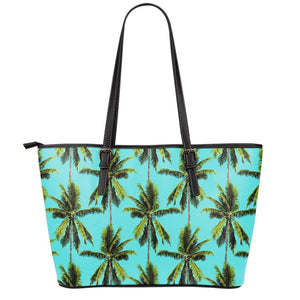 Tropical Palm Tree Pattern Print Leather Tote Bag