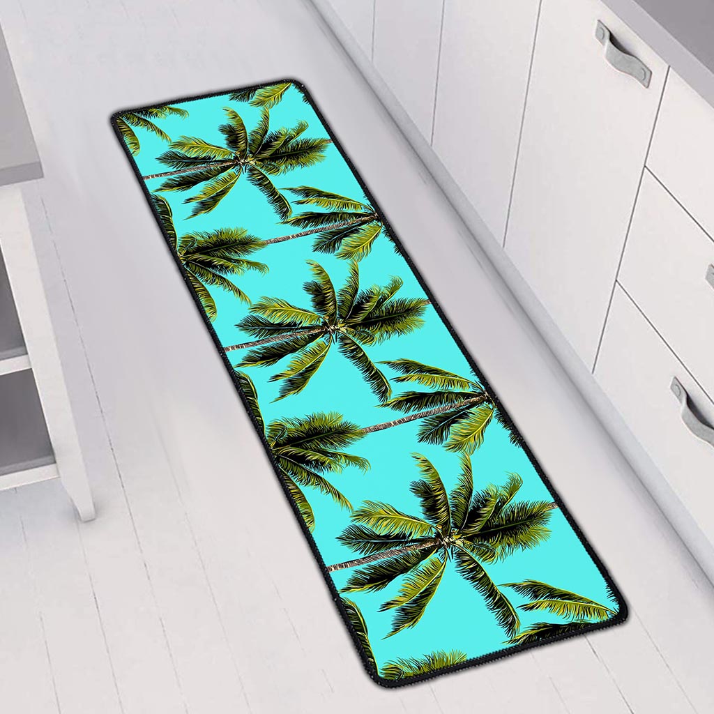 Tropical Palm Tree Pattern Print Long Kitchen Mat