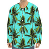 Tropical Palm Tree Pattern Print Long Sleeve Baseball Jersey