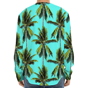 Tropical Palm Tree Pattern Print Long Sleeve Baseball Jersey