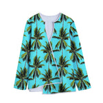 Tropical Palm Tree Pattern Print Long Sleeve Short Coat