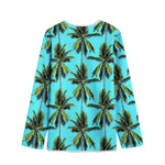 Tropical Palm Tree Pattern Print Long Sleeve Short Coat