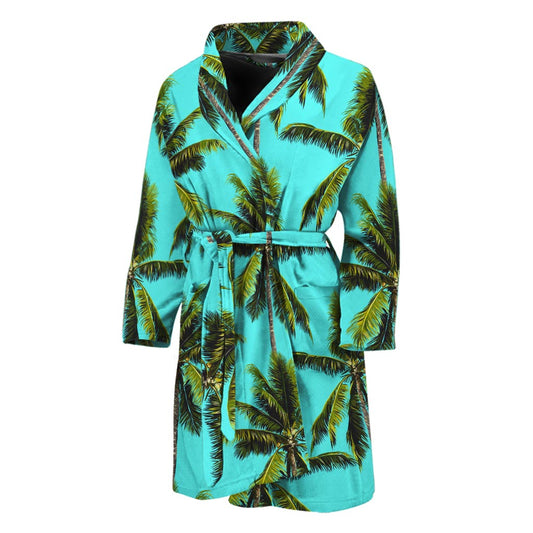 Tropical Palm Tree Pattern Print Men's Bathrobe