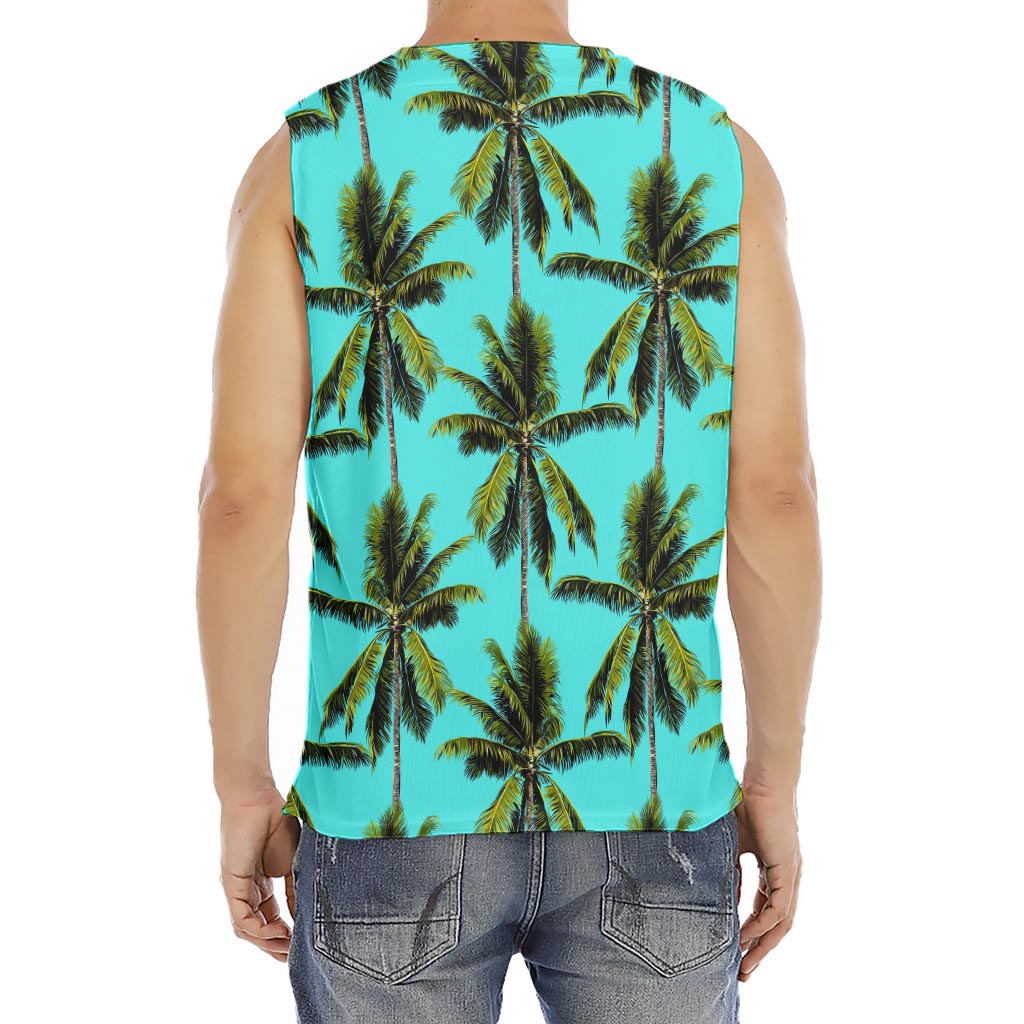 Tropical Palm Tree Pattern Print Men's Fitness Tank Top