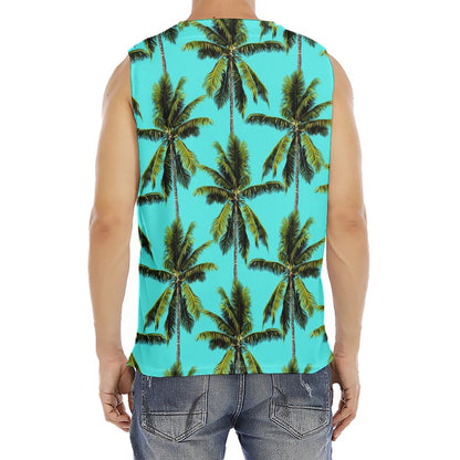Tropical Palm Tree Pattern Print Men's Fitness Tank Top