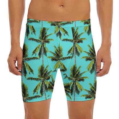 Tropical Palm Tree Pattern Print Men's Long Boxer Briefs