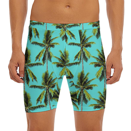 Tropical Palm Tree Pattern Print Men's Long Boxer Briefs