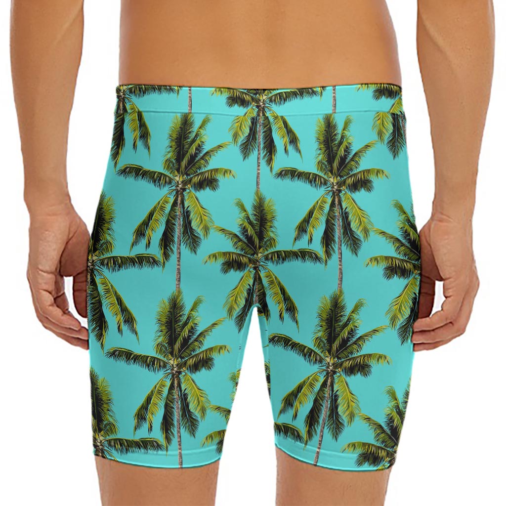 Tropical Palm Tree Pattern Print Men's Long Boxer Briefs