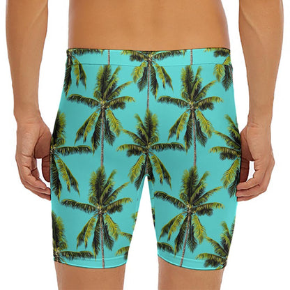 Tropical Palm Tree Pattern Print Men's Long Boxer Briefs