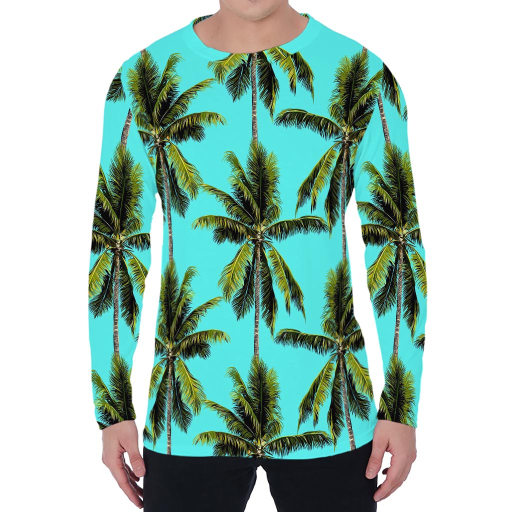 Tropical Palm Tree Pattern Print Men's Long Sleeve T-Shirt