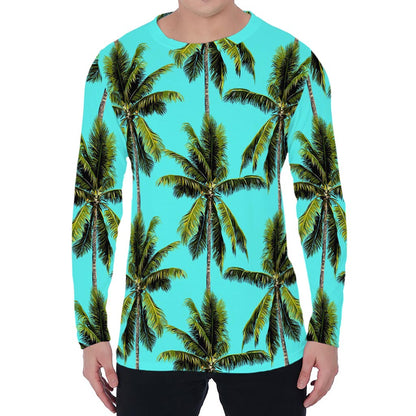 Tropical Palm Tree Pattern Print Men's Long Sleeve T-Shirt