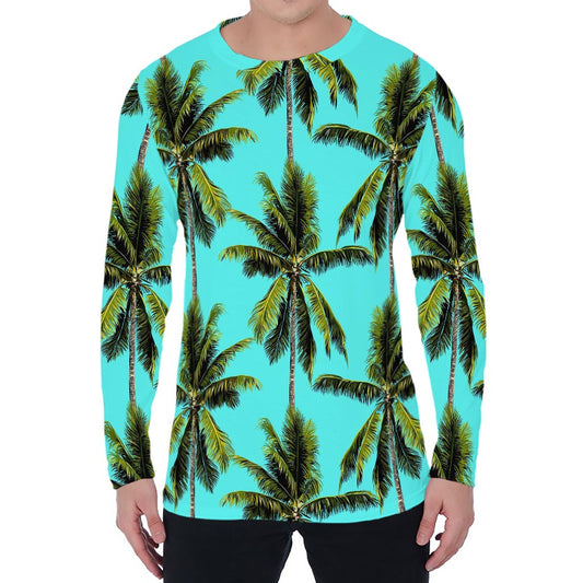 Tropical Palm Tree Pattern Print Men's Long Sleeve T-Shirt