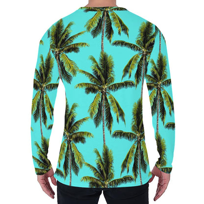 Tropical Palm Tree Pattern Print Men's Long Sleeve T-Shirt