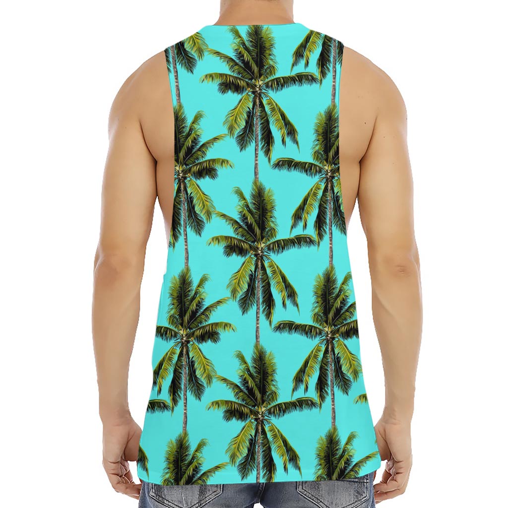 Tropical Palm Tree Pattern Print Men's Muscle Tank Top