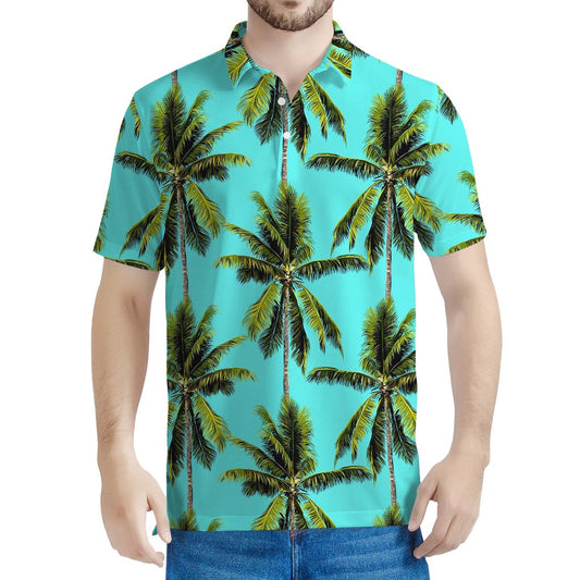 Tropical Palm Tree Pattern Print Men's Polo Shirt