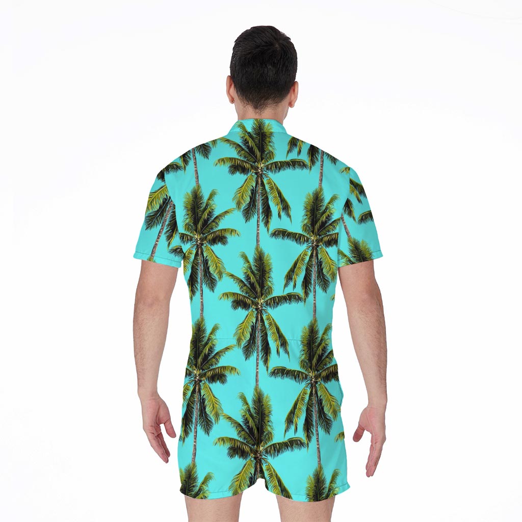 Tropical Palm Tree Pattern Print Men's Rompers