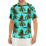 Tropical Palm Tree Pattern Print Men's Short Sleeve Rash Guard
