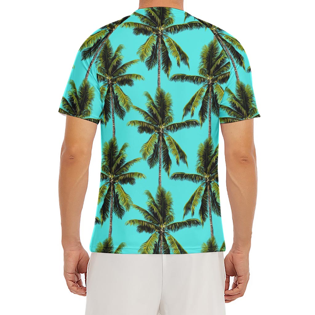Tropical Palm Tree Pattern Print Men's Short Sleeve Rash Guard