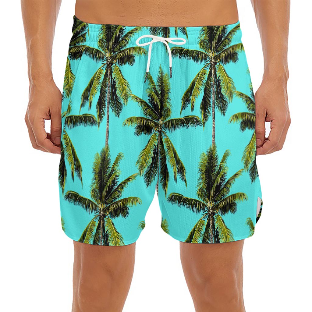 Tropical Palm Tree Pattern Print Men's Split Running Shorts