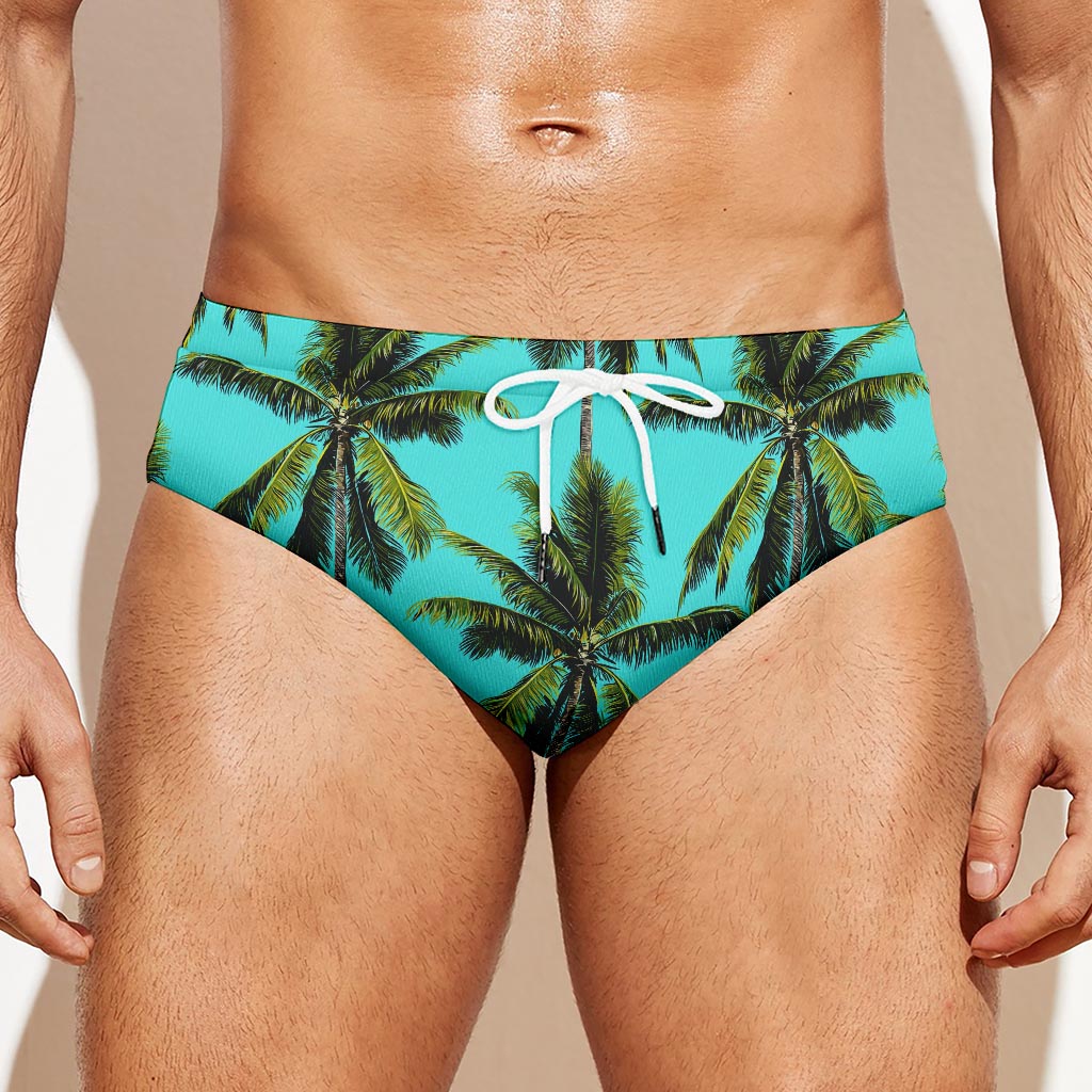 Tropical Palm Tree Pattern Print Men's Swim Briefs