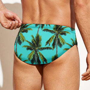 Tropical Palm Tree Pattern Print Men's Swim Briefs