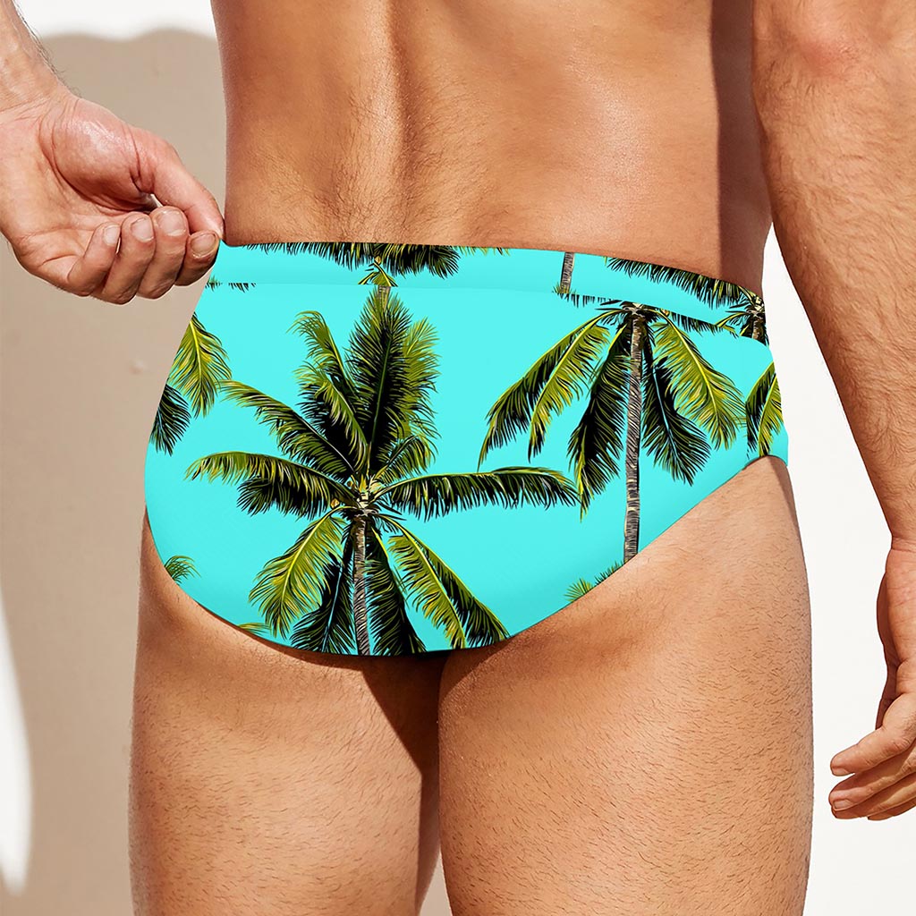 Tropical Palm Tree Pattern Print Men's Swim Briefs