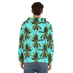 Tropical Palm Tree Pattern Print Men's Velvet Pullover Hoodie