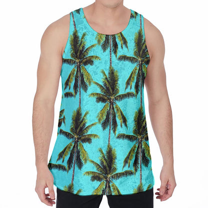 Tropical Palm Tree Pattern Print Men's Velvet Tank Top