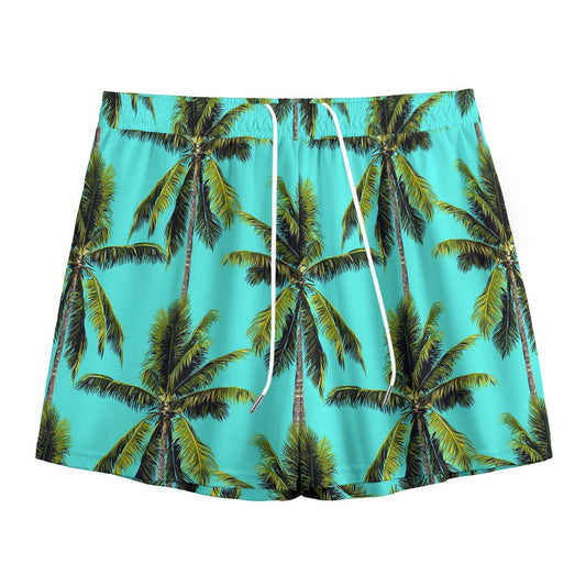 Tropical Palm Tree Pattern Print Mesh Shorts