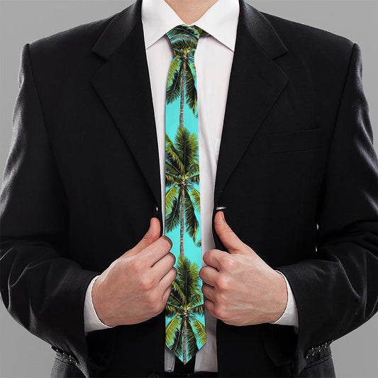 Tropical Palm Tree Pattern Print Necktie