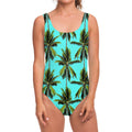 Tropical Palm Tree Pattern Print One Piece Swimsuit