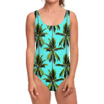 Tropical Palm Tree Pattern Print One Piece Swimsuit