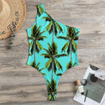 Tropical Palm Tree Pattern Print One Shoulder Bodysuit