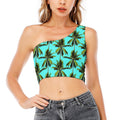 Tropical Palm Tree Pattern Print One Shoulder Crop Top