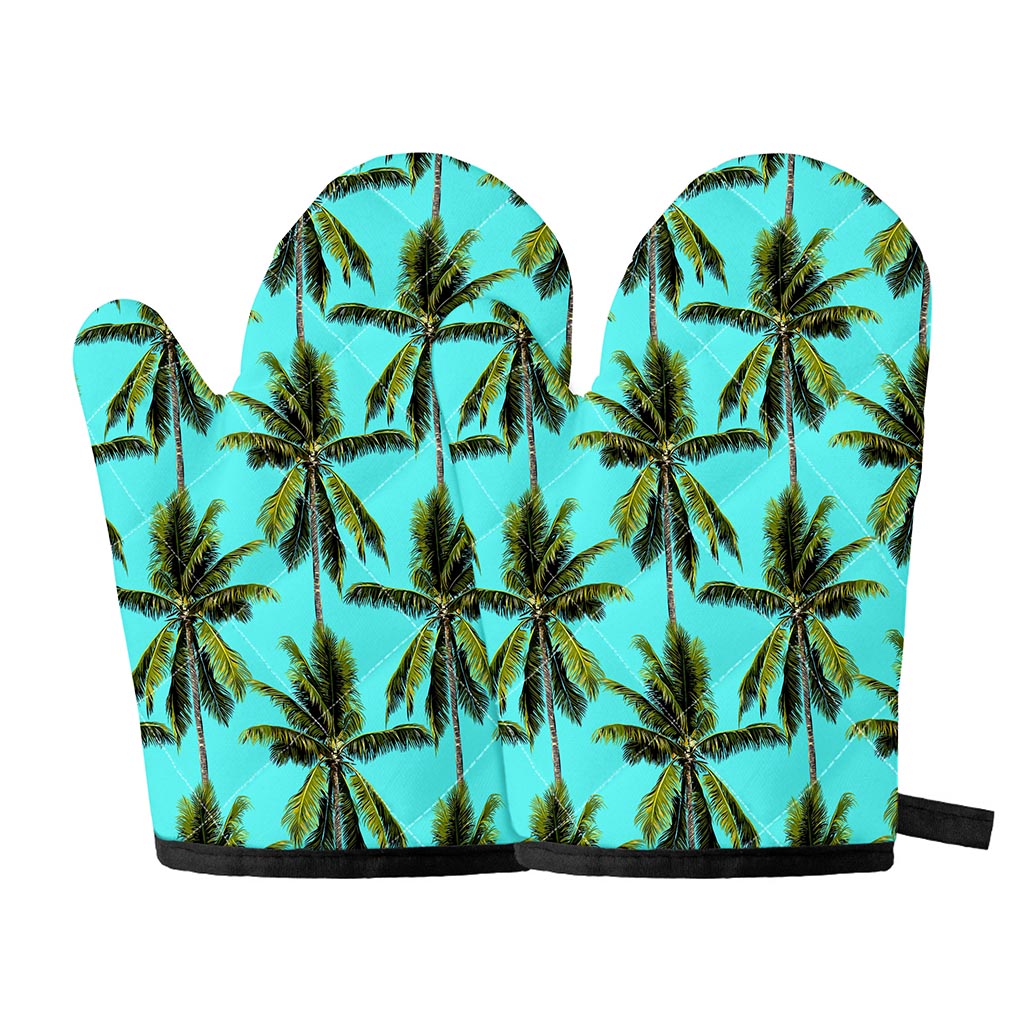 Tropical Palm Tree Pattern Print Oven Mitts
