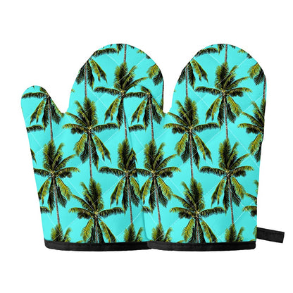 Tropical Palm Tree Pattern Print Oven Mitts