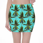 Tropical Palm Tree Pattern Print Pencil Mini Skirt