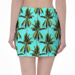 Tropical Palm Tree Pattern Print Pencil Mini Skirt