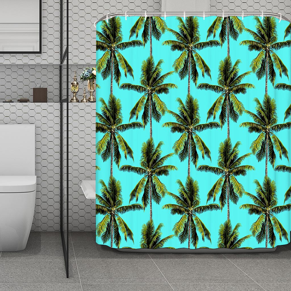 Tropical Palm Tree Pattern Print Polyester Shower Curtain