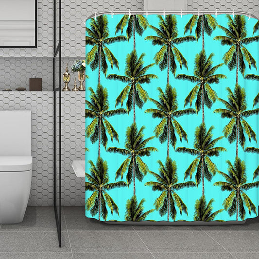 Tropical Palm Tree Pattern Print Polyester Shower Curtain