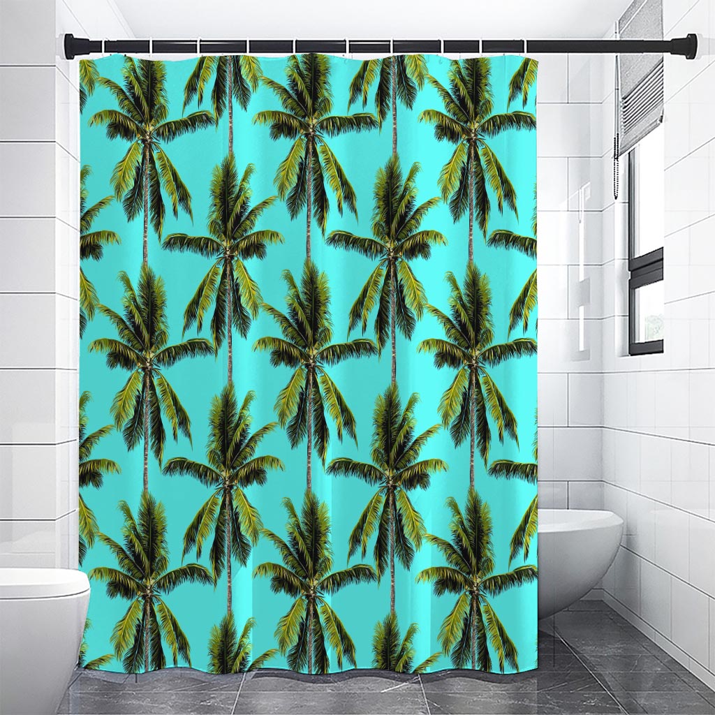 Tropical Palm Tree Pattern Print Premium Shower Curtain