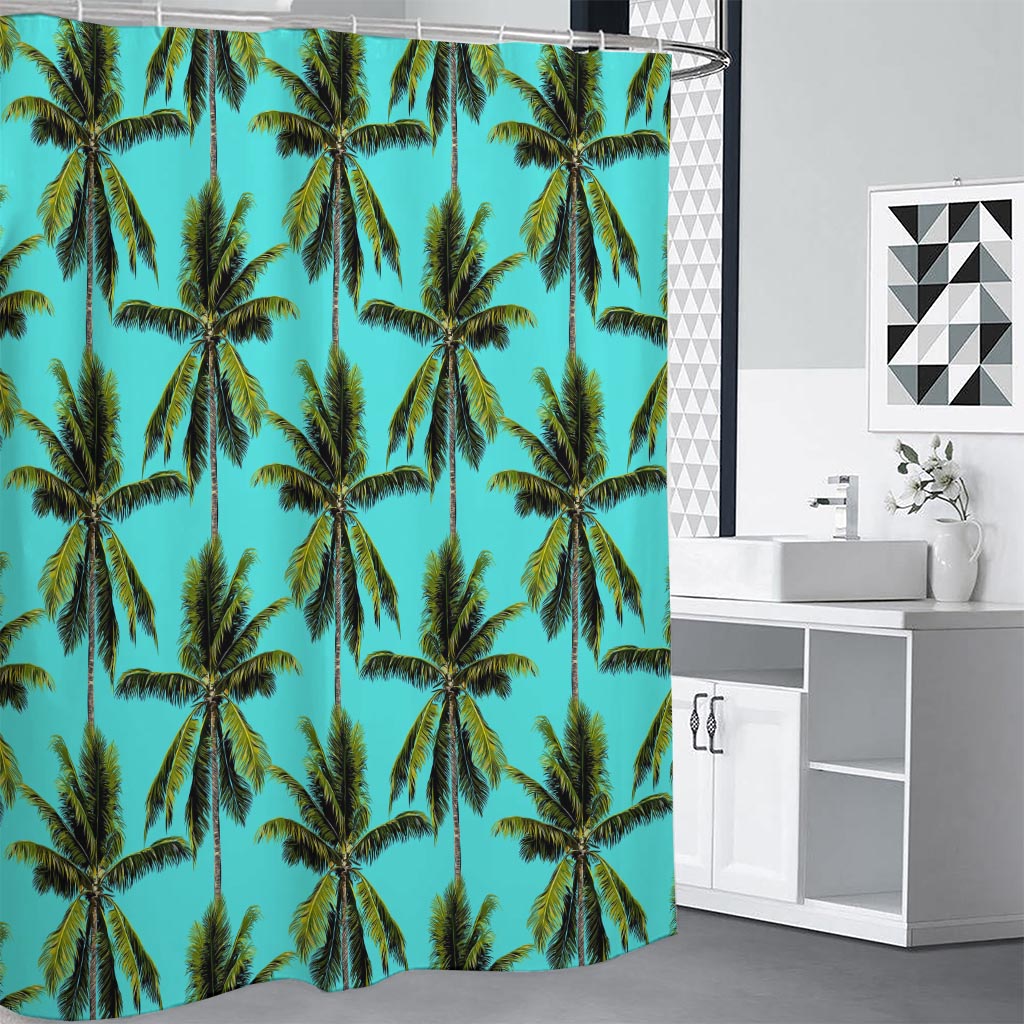 Tropical Palm Tree Pattern Print Premium Shower Curtain