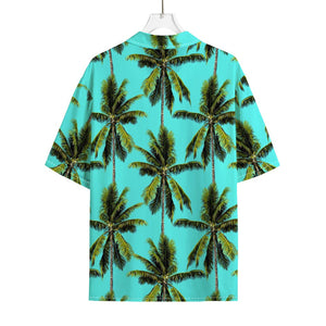 Tropical Palm Tree Pattern Print Rayon Hawaiian Shirt